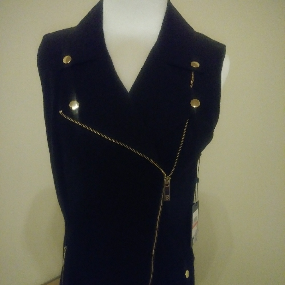 Sleeveless Belted Moto Vest 